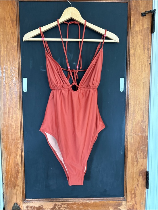 J. Crew Other - J. Crew Terracotta Orange One-Piece Swimsuit with Strappy Back